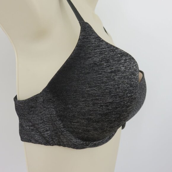 Victorias Secret 34C Padded Perfect Coverage Bra Heather Gray Black Underwire - Picture 2 of 16